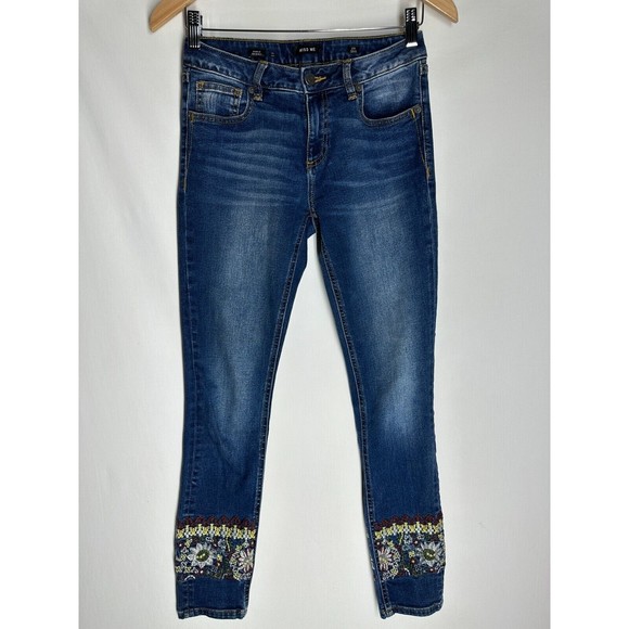 MISS ME WANDER LUST ANKLE SKINNY JEANs Size 26 Blue Ankle Embroidered - Picture 8 of 12